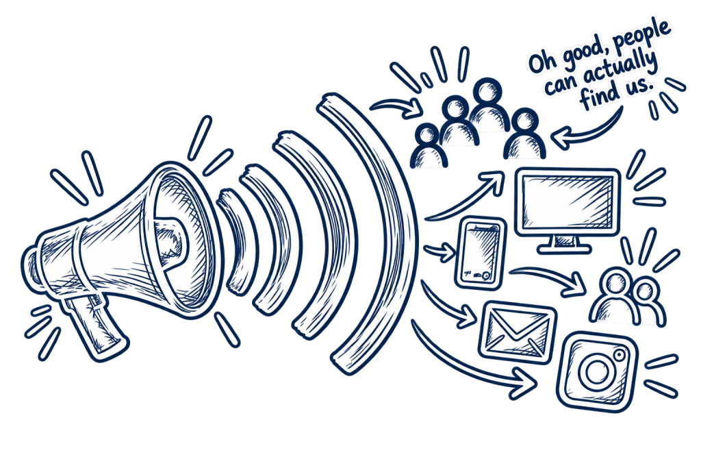 Megaphone Broadcasting to Connected Communities